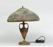 Appraisal: Pairpoint Lamp Pairpoint lamp base and reverse painted shade Base