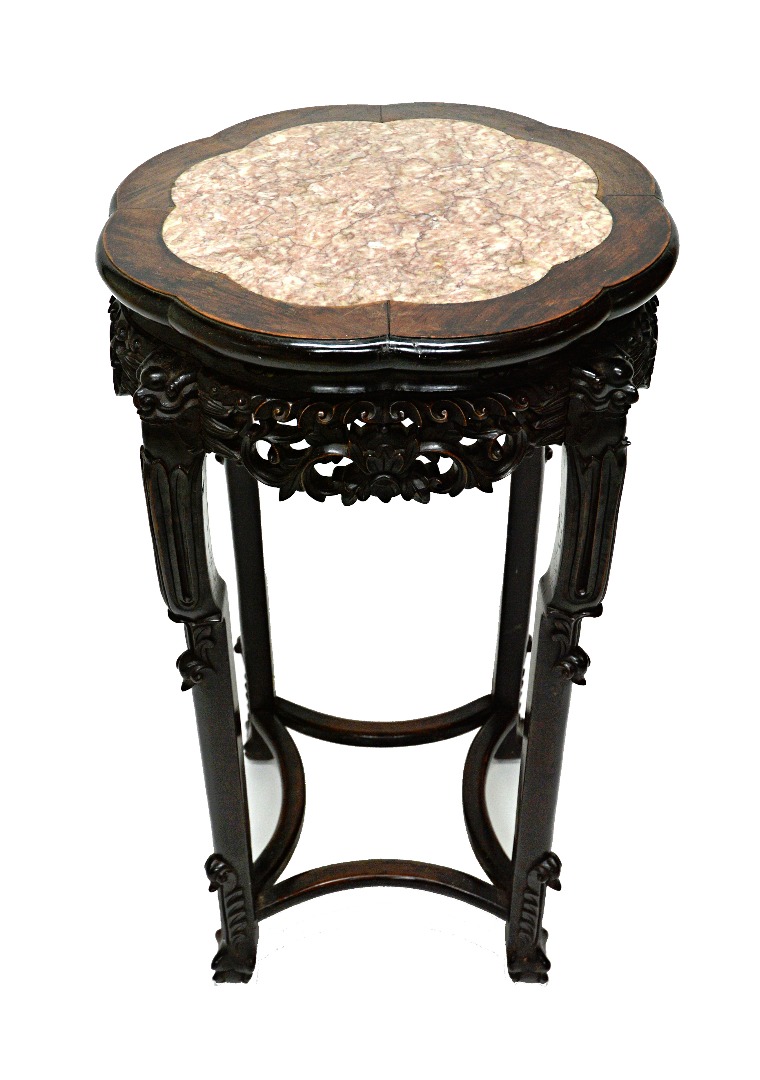 Appraisal: A late th century Chinese Hongmu jardinere stand with shaped