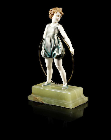 Appraisal: Ferdinand Preiss German - 'Hoop Girl' an Art Deco Cold-Painted