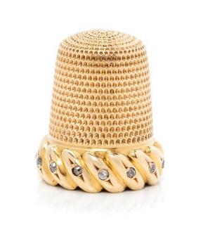 Appraisal: An American -Karat Gold and Diamond Thimble Simons Brothers Co