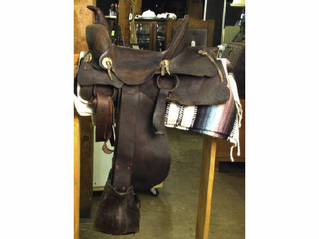 Appraisal: Antique western high back saddle signed J H Wilson Denver