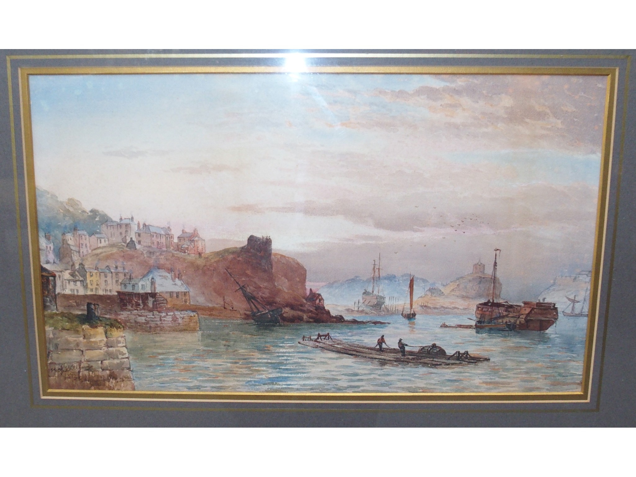 Appraisal: HUGH WILLIAMS Continental harbour scene signed watercolour