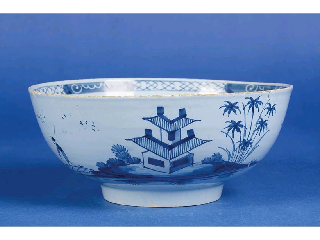 Appraisal: AN TH CENTURY ENGLISH DELFT BLUE AND WHITE PUNCHBOWL possibly