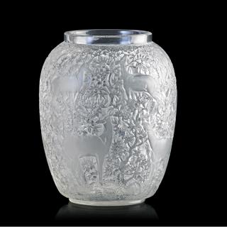 Appraisal: LALIQUE Biches vase clear glass LALIQUE Biches vase France des