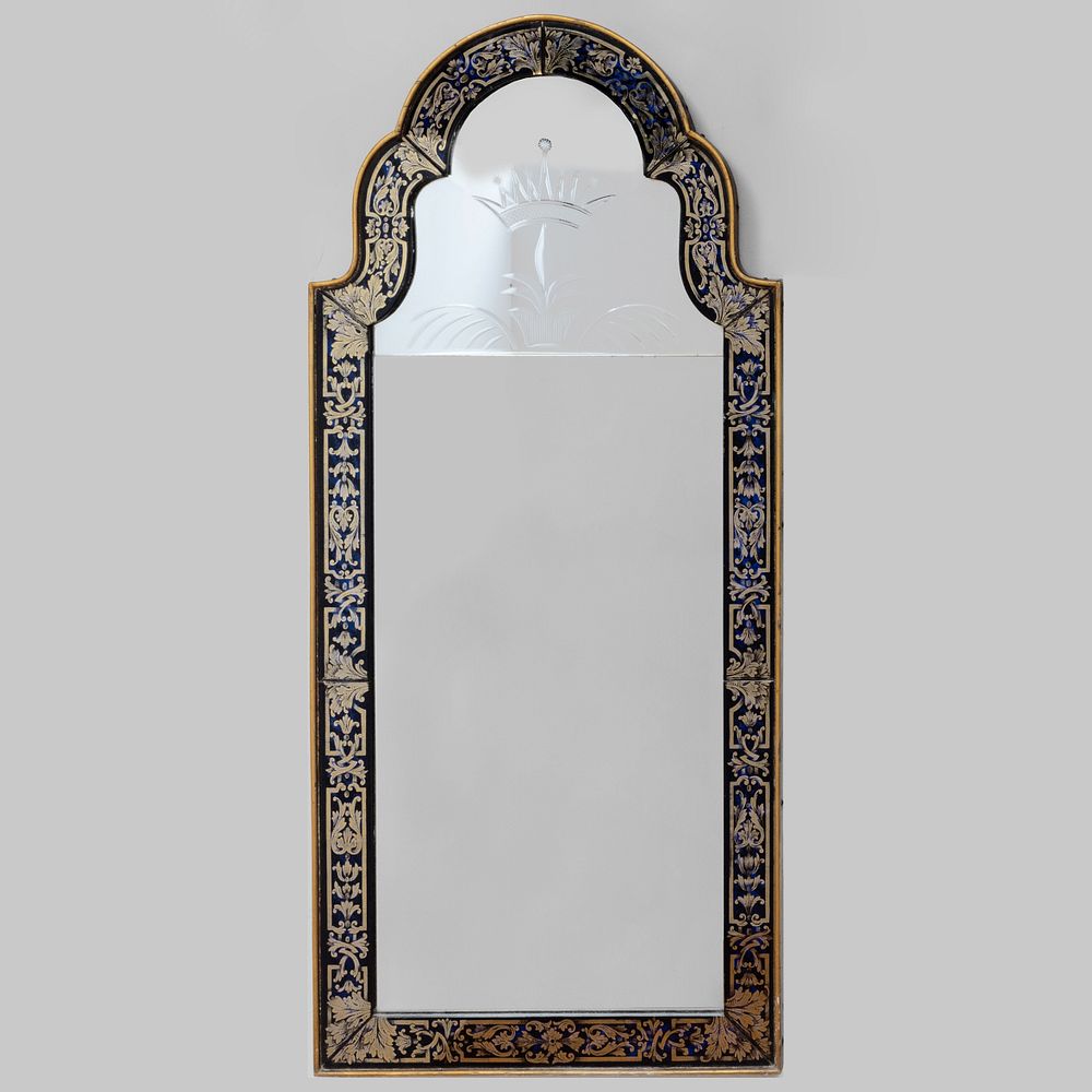 Appraisal: Queen Anne Style Verre glomis and Etched Mirror x in