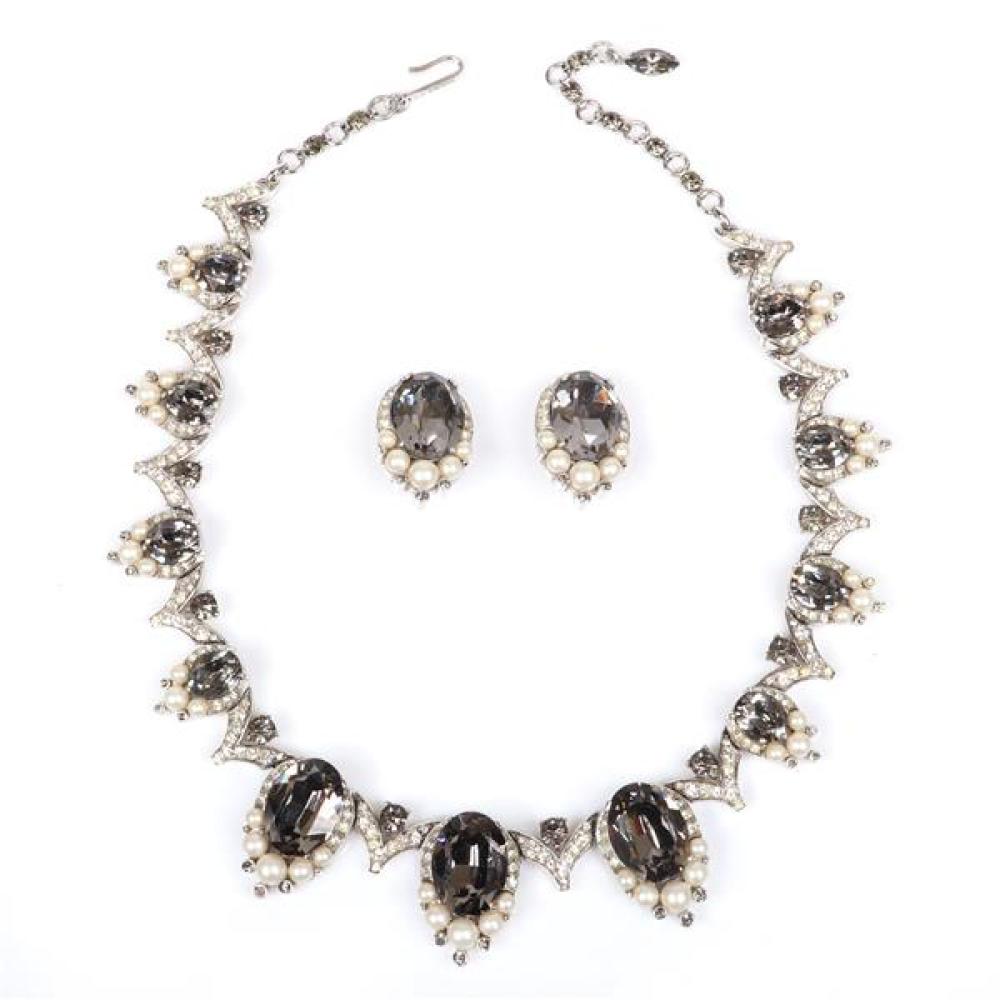 Appraisal: CROWN TRIFARI S ELEGANT SPARKLE ''V'' LINK JEWEL NECKLACE AND