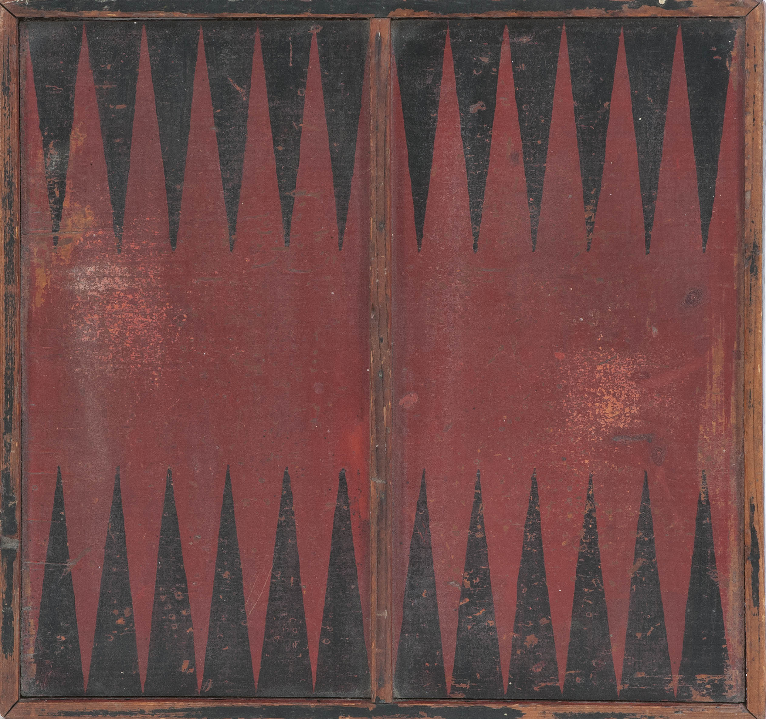 Appraisal: WOODEN GAME BOARD th CenturyPainted red and black Checkerboard on