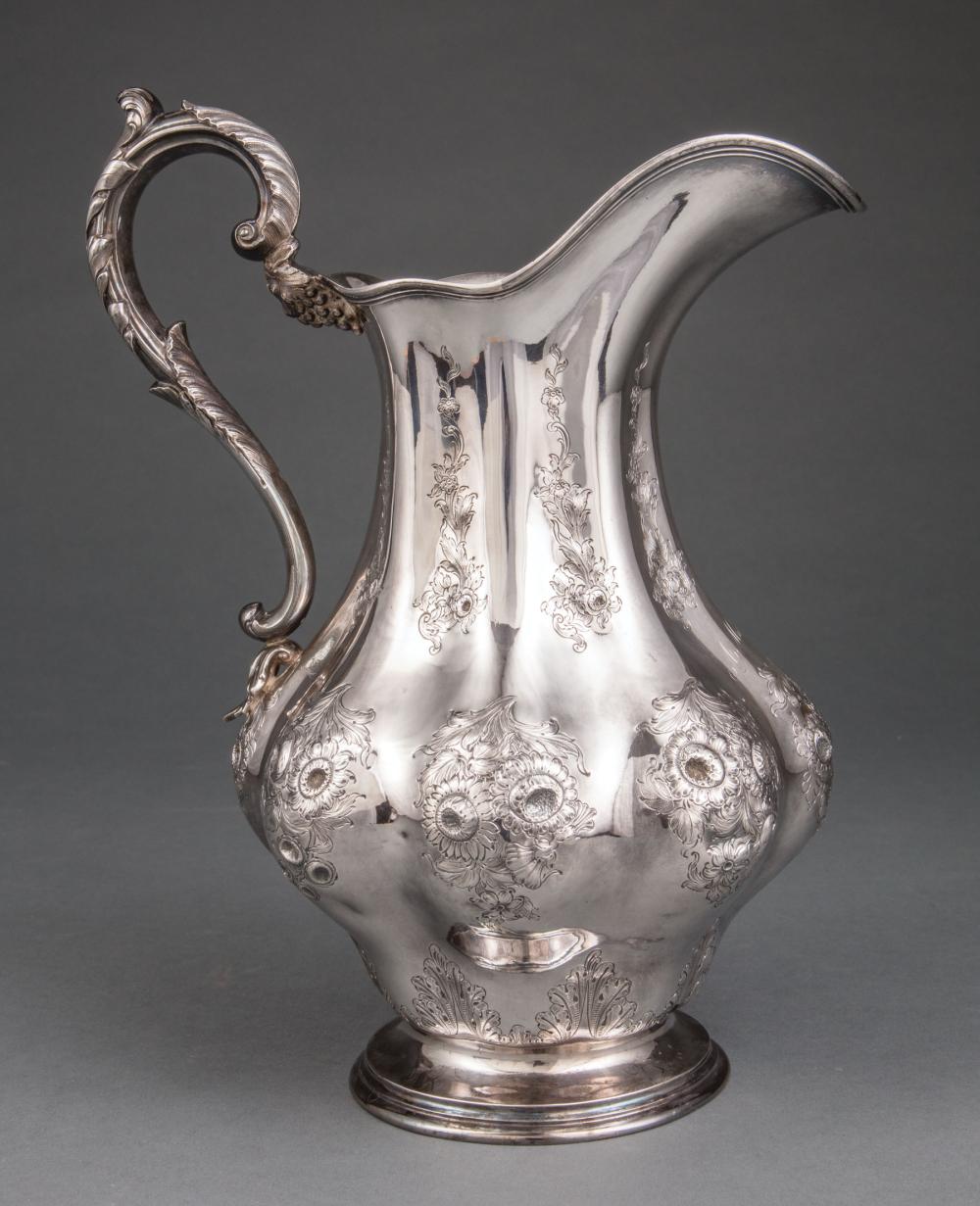 Appraisal: American Coin Silver Repouss Water Pitcher Ball Thompkins and Black