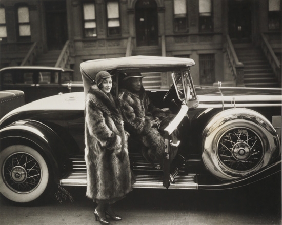 Appraisal: JAMES VANDERZEE - Couple Harlem Couple in Raccoon Coats Silver