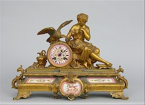 Appraisal: Japy Freres Gilt Brass Figural Mantel Clock French ca late