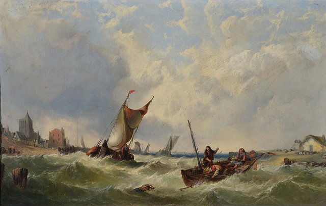 Appraisal: ALFRED MONTAGUE -c Figures in a fishing boat and further