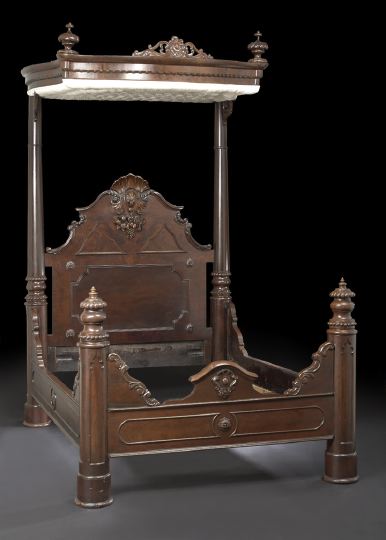 Appraisal: American Rococo Revival Mahogany Half-Tester Bed third quarter th century