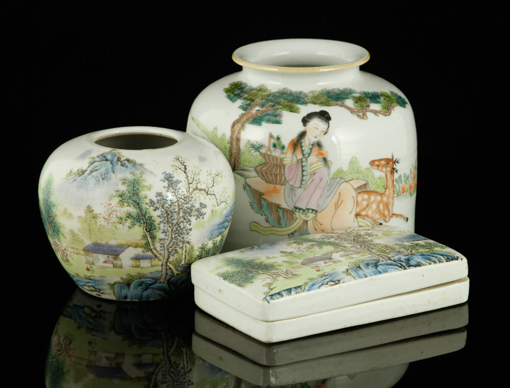 Appraisal: - Three Pieces of Chinese Republic Period Porcelain Lot of