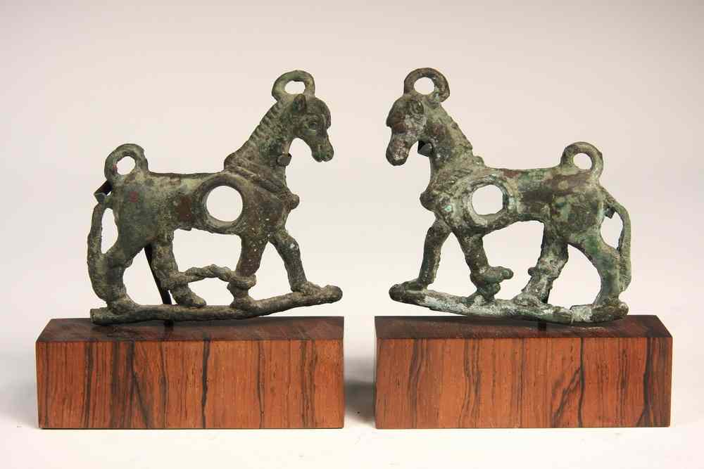 Appraisal: PAIR BRONZE LURISTAN MOUNTS - Circa nd millennium BC A