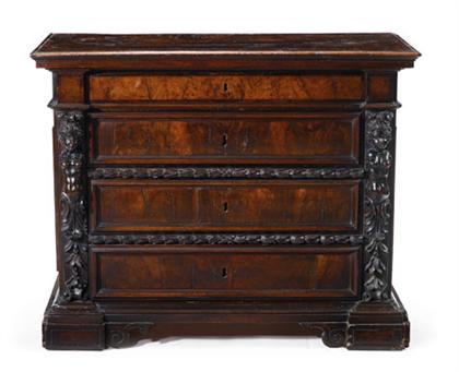 Appraisal: Italian Baroque walnut chest of drawers th th century The