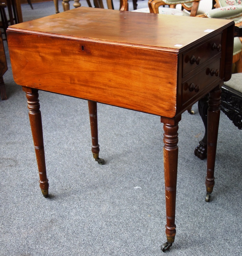 Appraisal: A th century mahogany deception Pembroke table one side with