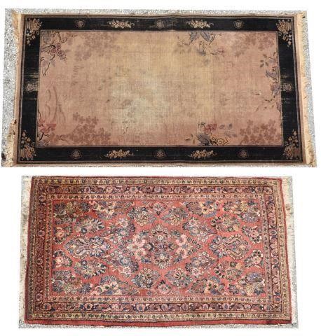 Appraisal: lot of Hand-tied rugs both in very worn conditon with