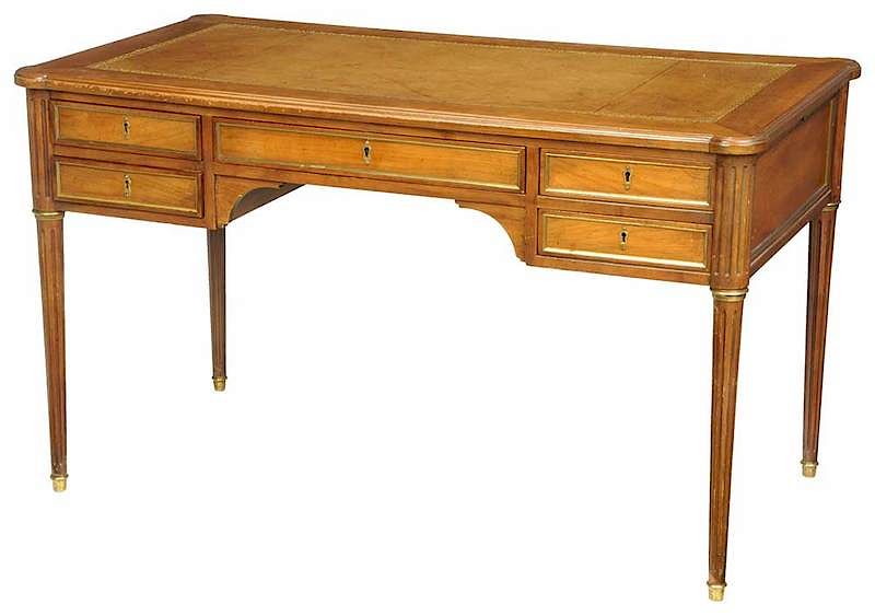 Appraisal: Louis XVI Style Brass Mounted Leather Top Desk th century