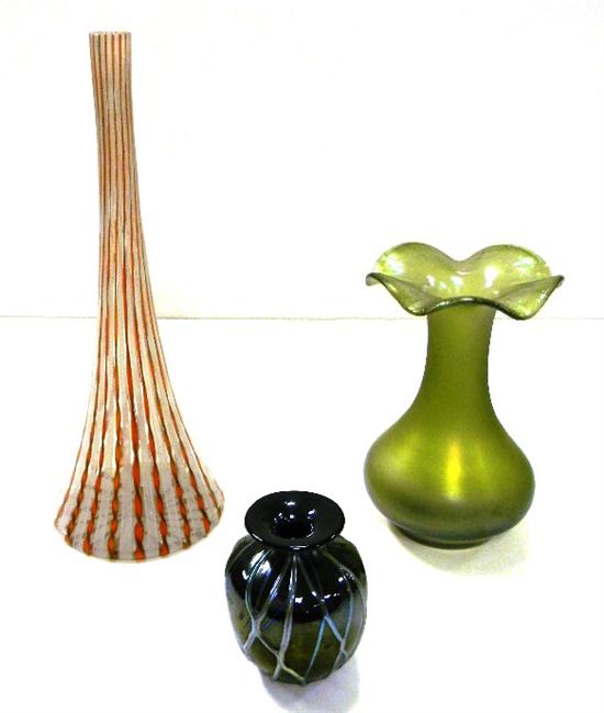 Appraisal: th C art glass including Latticino Murano glass vase beaker