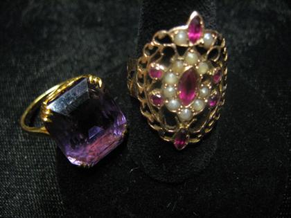 Appraisal: Two gem set gold rings karat yellow and rose gold