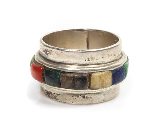 Appraisal: Sale Lot A Hopi Silver and Multi-Gem Ring Charles Loloma