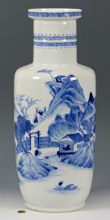 Appraisal: Chinese Blue and White Kangxi style Vase Chinese blue and