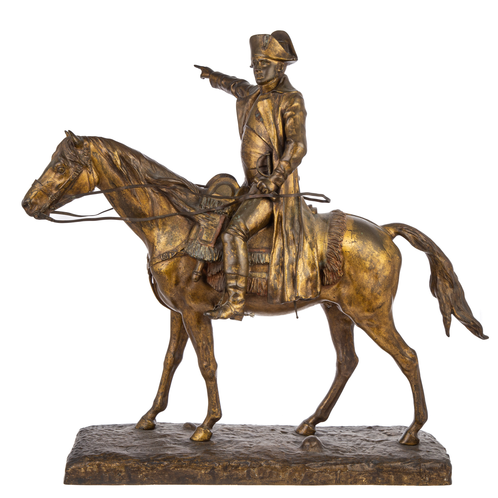 Appraisal: HENRI LEVASSEUR MOUNTED NAPOLEON GILT BRONZE French - French emperor