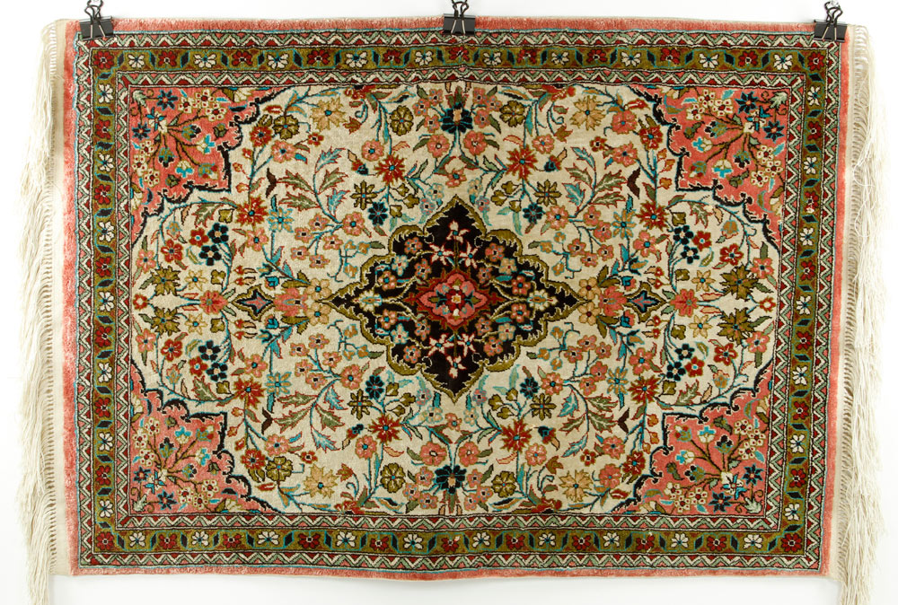 Appraisal: - Sino Persian Silk Rug Fine Sino Persian silk rug