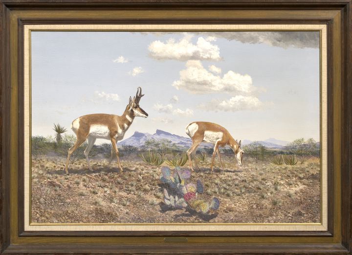 Appraisal: Travis Keese American Texas b Texas Landscape with Antelope oil