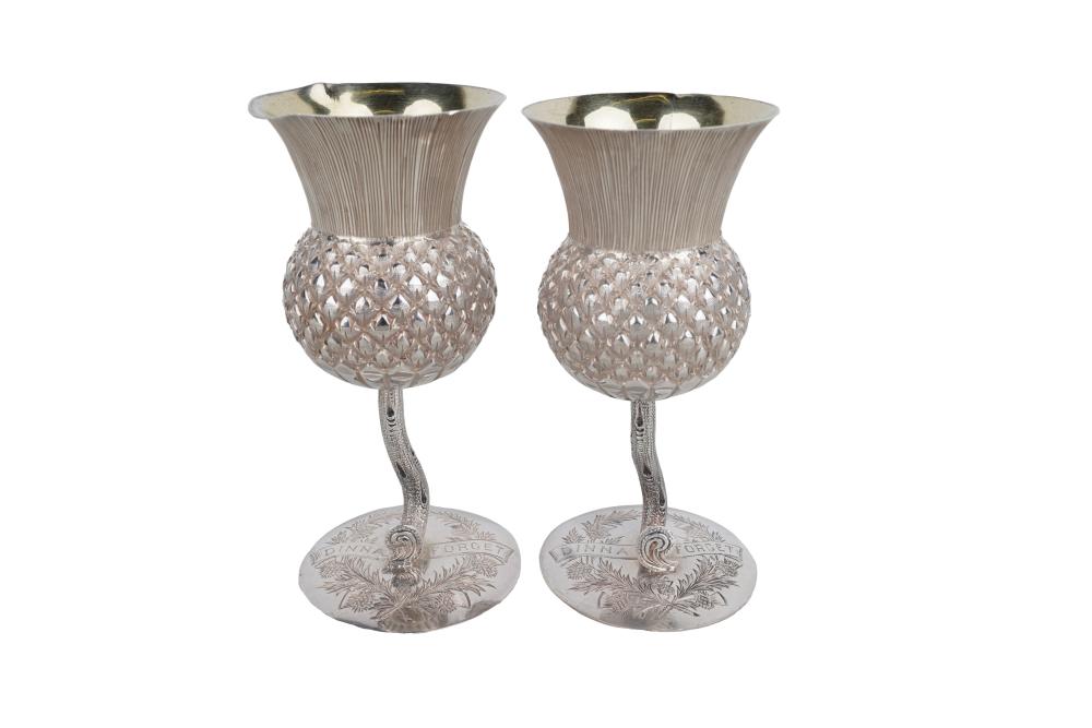 Appraisal: PAIR OF EDWARDIAN SCOTTISH SILVER VASESJames Aitchison Edinburgh each inscribed