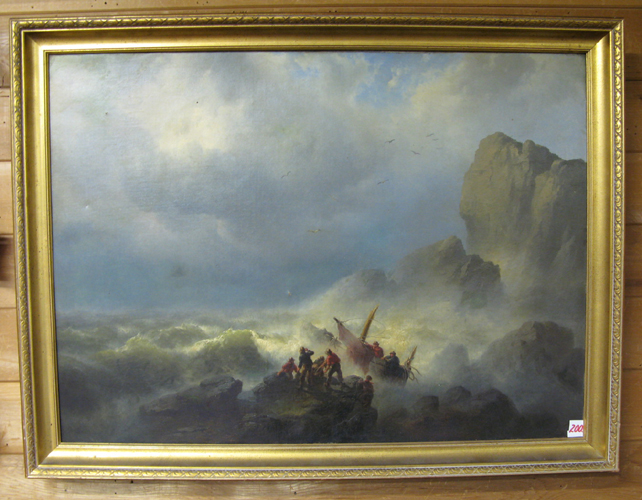 Appraisal: AMERICAN SCHOOL early th century Oil on canvas Seascape with