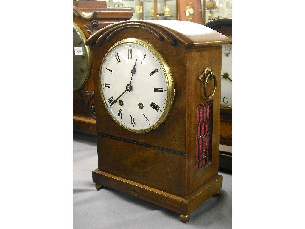 Appraisal: French mahogany two train mantel clock the Vincenti movement striking