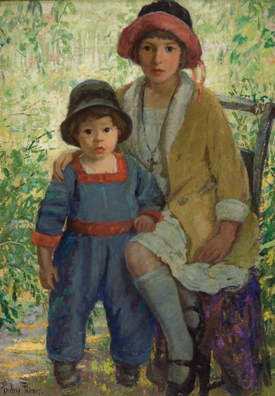 Appraisal: PAULINE L PALMER American - Just Kids oil on canvas