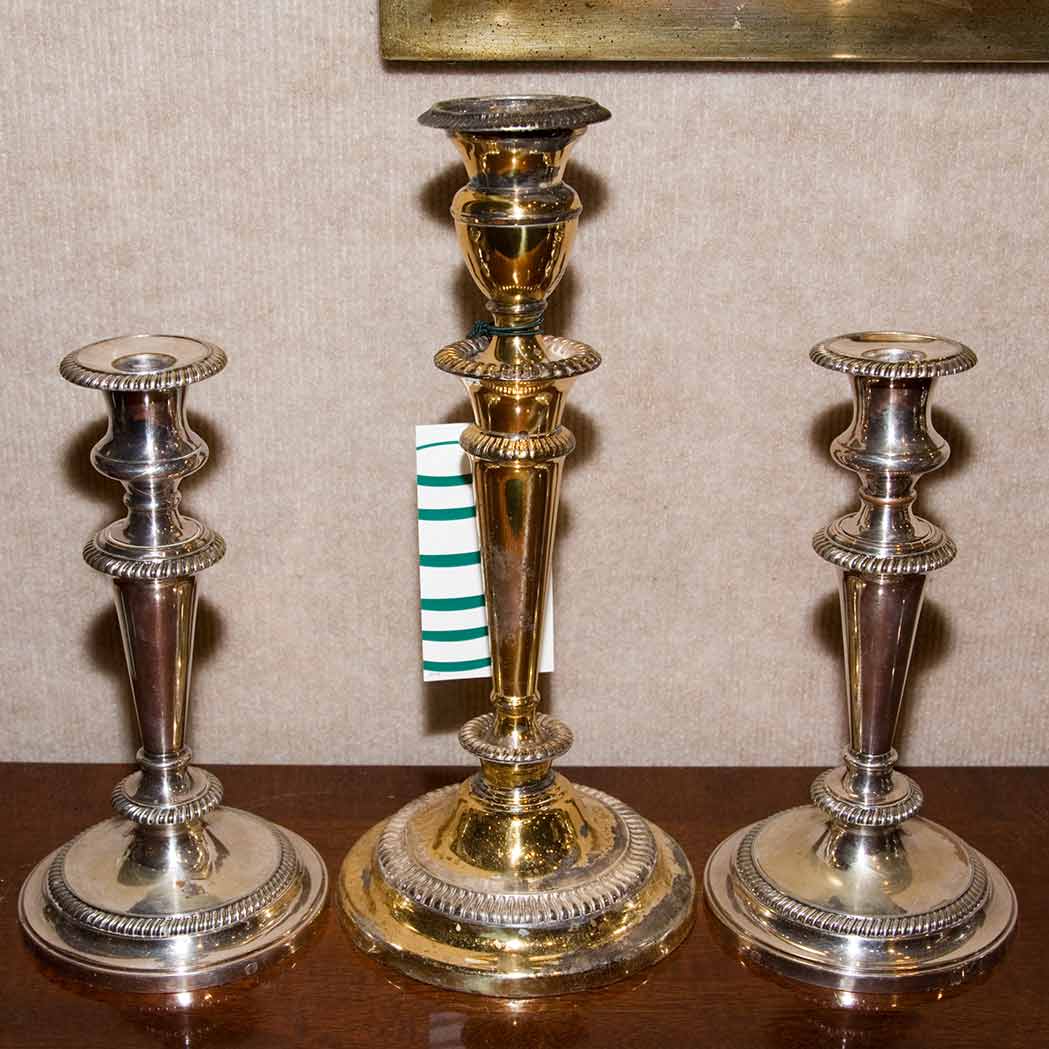 Appraisal: Two Pairs of Silver Plated Candlesticks