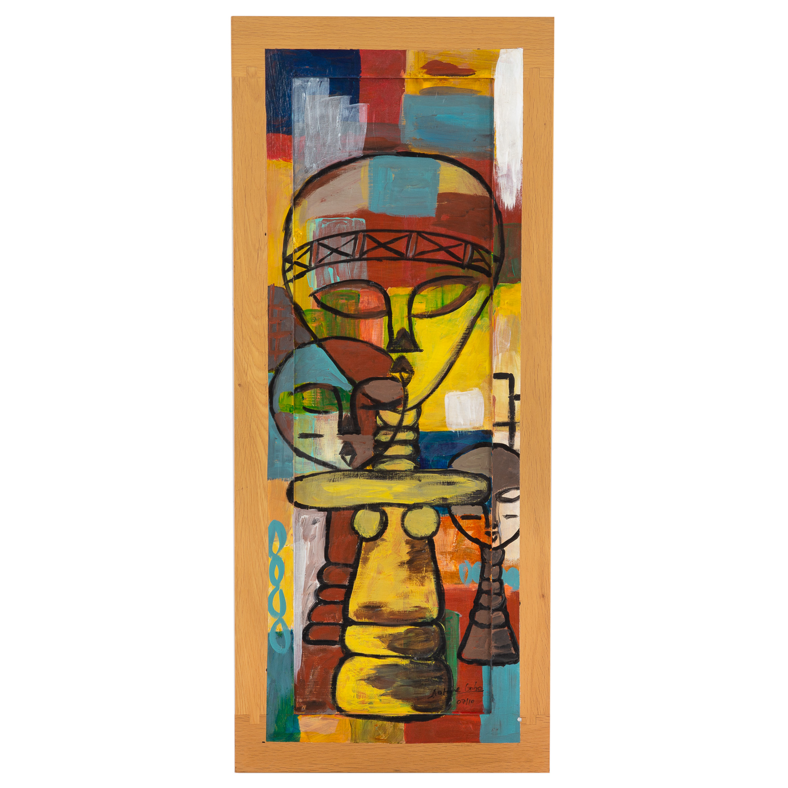 Appraisal: ANTOINE GOHO FIGURAL ABSTRACT ACRYLIC Ivorian th century Acrylic on