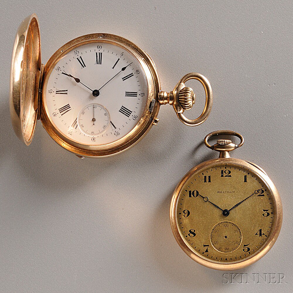 Appraisal: Two kt Gold Pocket Watches an open face Waltham with