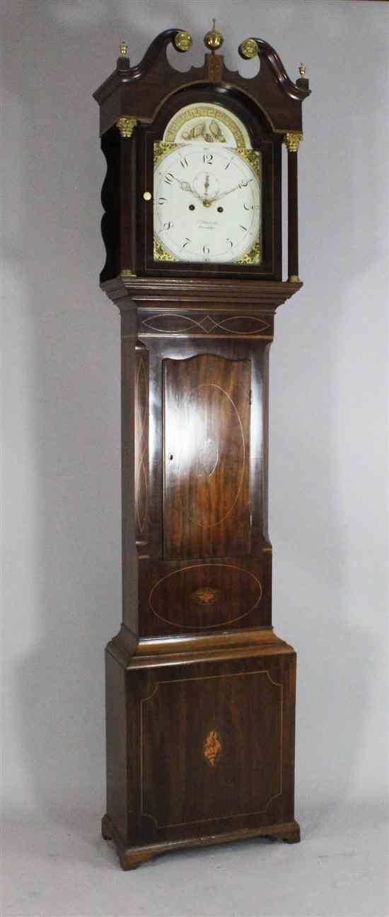 Appraisal: A Regency strung mahogany eight day longcase clock the painted