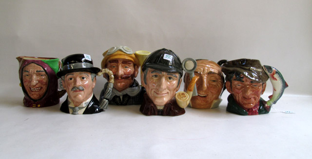 Appraisal: SIX ROYAL DOULTON LARGE TOBY CHARACTER JUGS Touchstone The Poacher