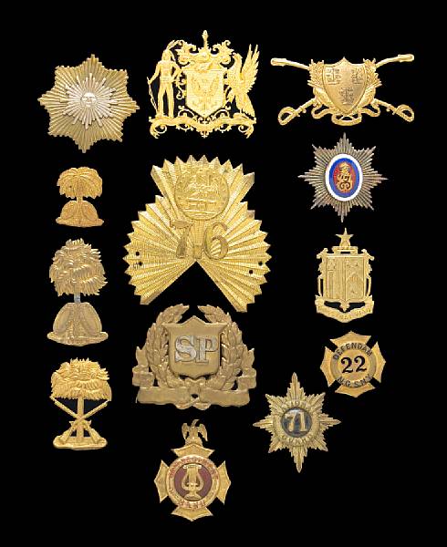 Appraisal: A group of militia cap insignia Comprising South Carolina cap