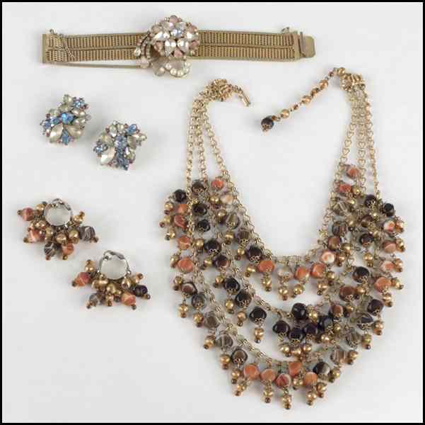 Appraisal: HOBE TRIPLE-STRAND BEAD NECKLACE Together with a pair of matching