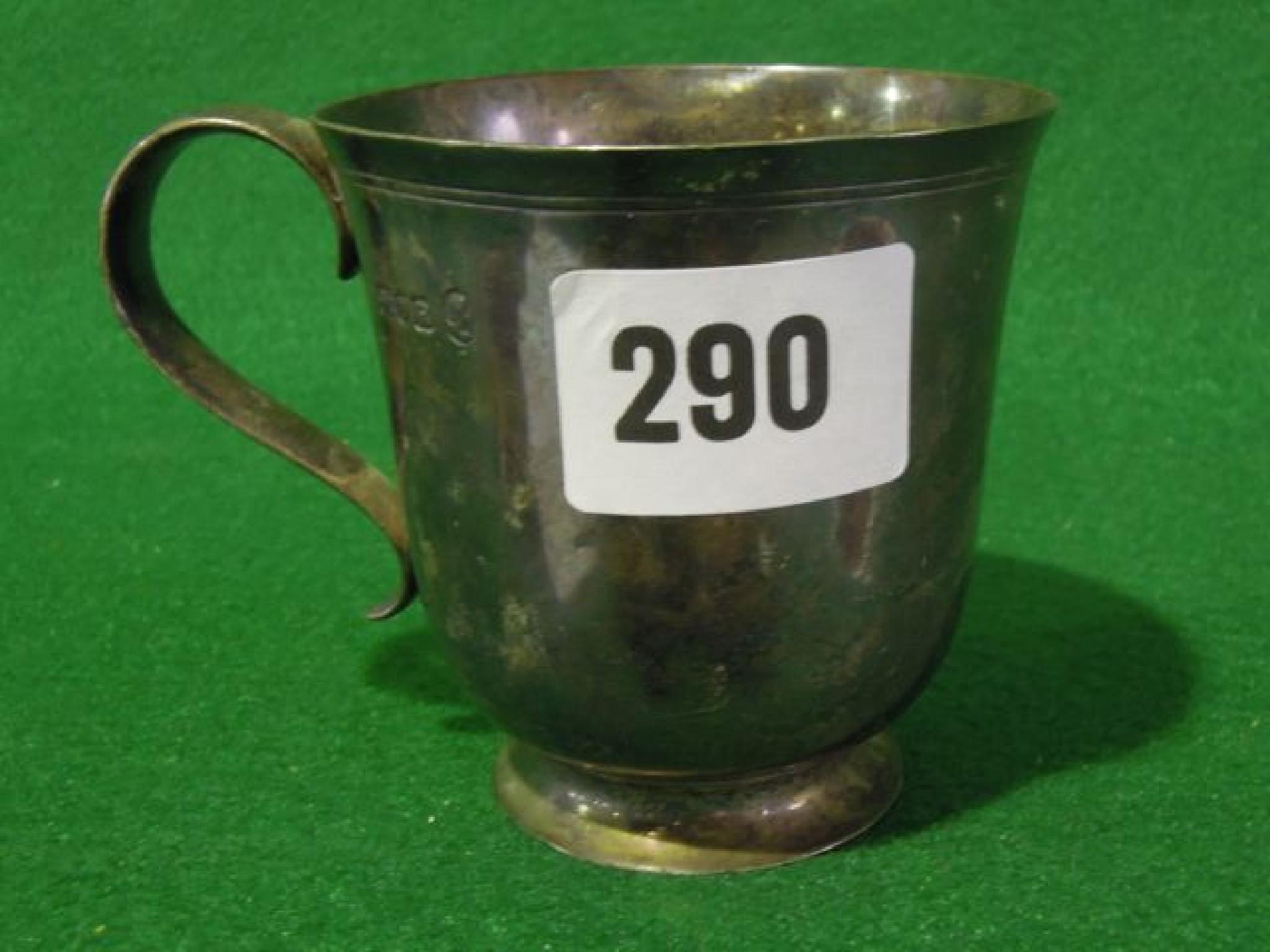 Appraisal: A silver christening mug oz approx