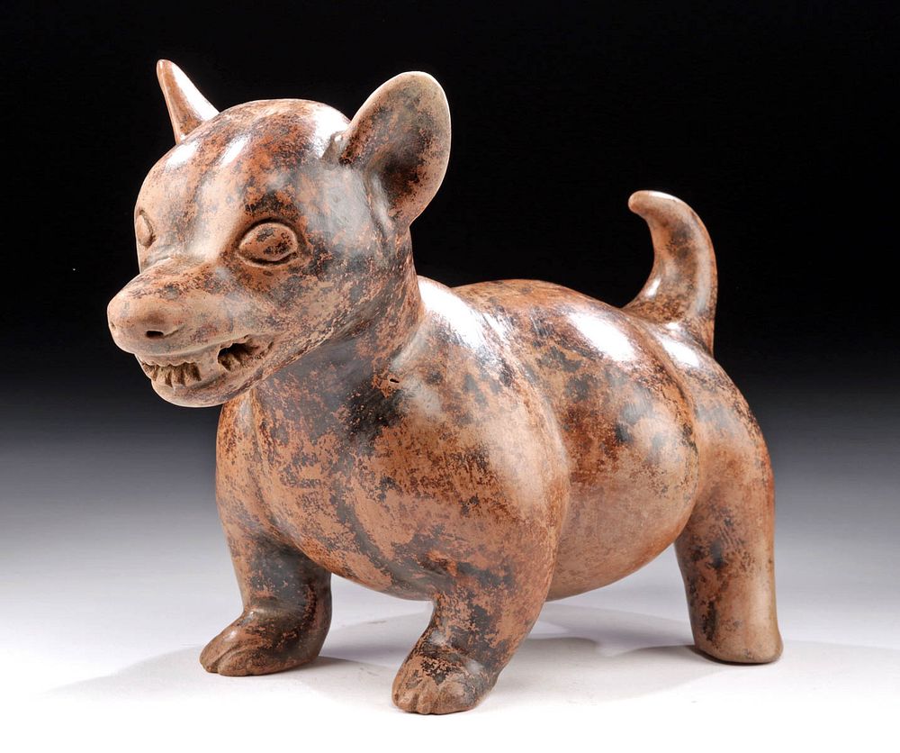 Appraisal: Perky Colima Redware Dog Effigy Vessel Pre-Columbian West Mexico Colima