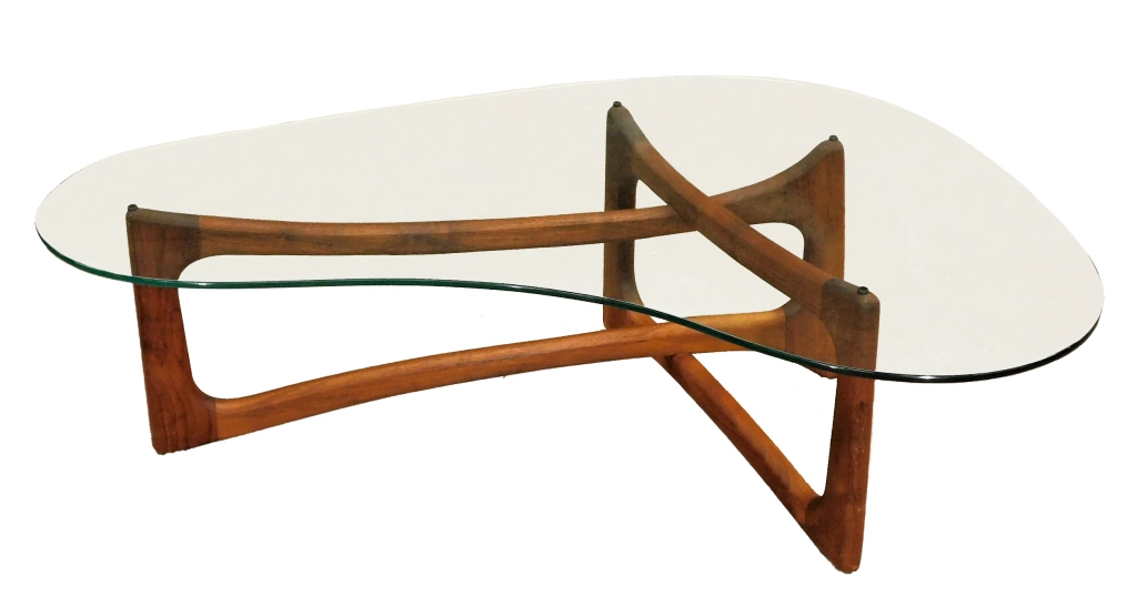 Appraisal: ADRIAN PEARSALL MCM GLASS AND WALNUT COFFEE TABLE United States