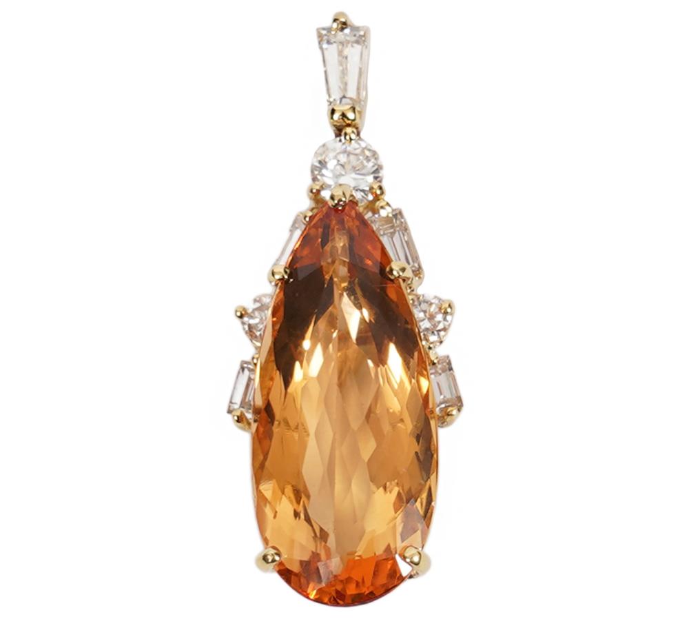 Appraisal: NATURAL TOPAZ DIAMOND K YG ARTICULATED PENDANTNatural topaz diamond K