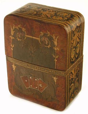 Appraisal: An Italian Sorrento ware playing card case with a floral