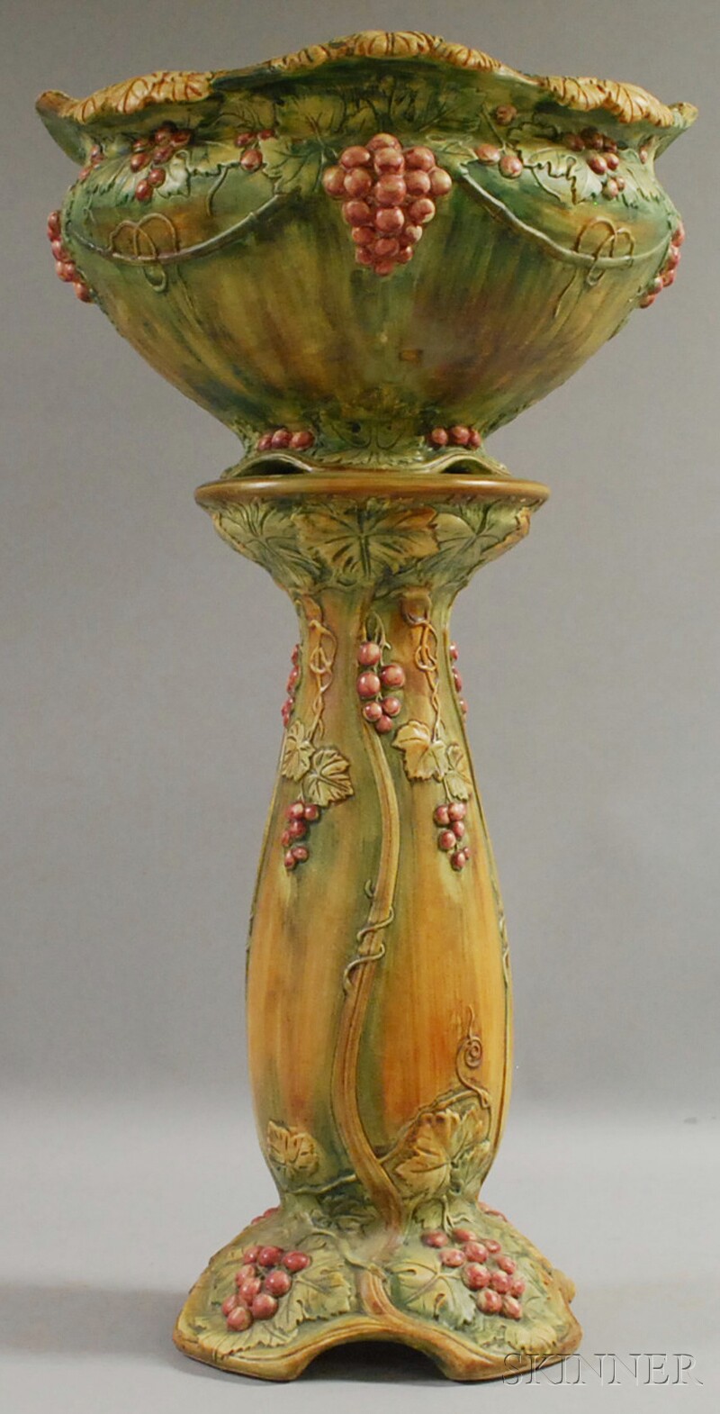 Appraisal: Weller Pottery Grapevine Jardinere and Pedestal approx overall ht wd