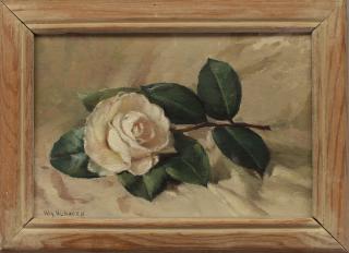 Appraisal: William Hubacek - Still Life of a White rose Oil