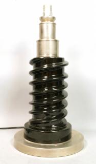 Appraisal: Black High Glaze Spiral Column Table Lamp Screw form ceramic