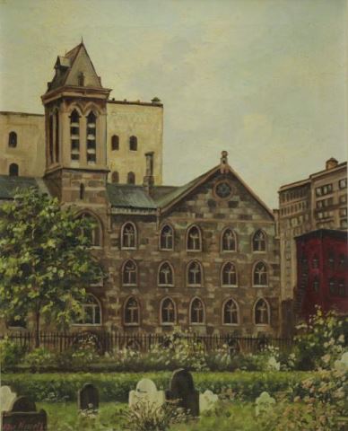 Appraisal: NEMETH Hans Oil on Canvas New York UniversityBussiness Adm Corner