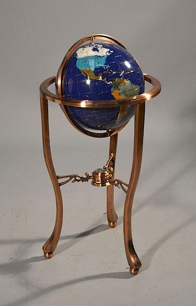 Appraisal: Lapis World Globe Lapis world globe on copper plated base